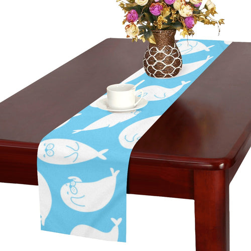 Cute white sea lion seals pattern Table Runner