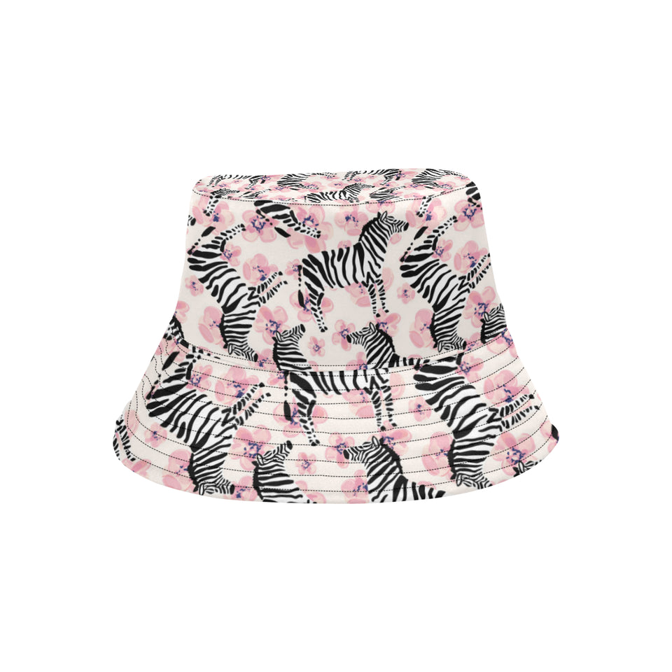 Zebra pink flower background Unisex Bucket Hat