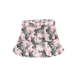 Zebra pink flower background Unisex Bucket Hat