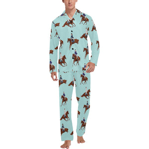 Horses running horses rider pattern Men's Long Pajama Set