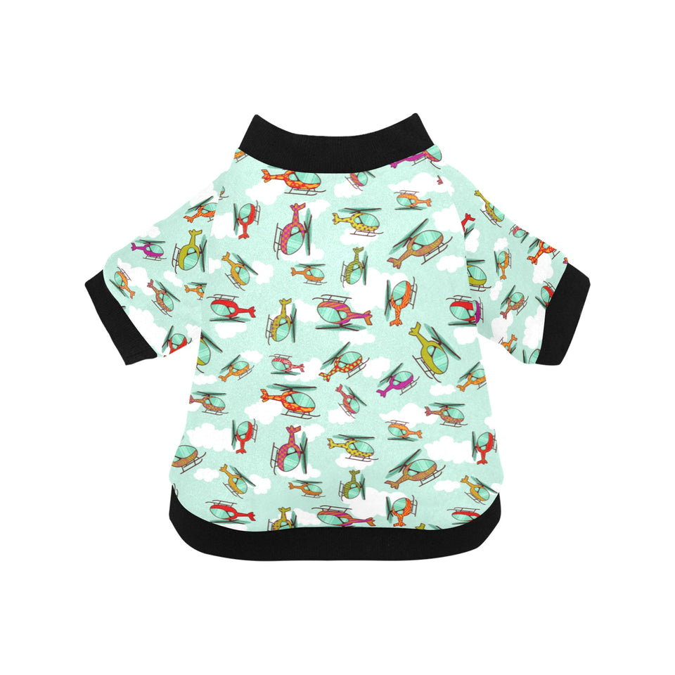 Helicopter design pattern All Over Print Pet Dog Round Neck Fuzzy Shirt
