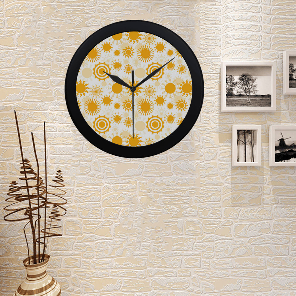 Sun design pattern Elegant Black Wall Clock