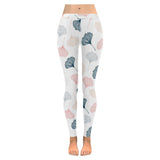 Black Gray Cream coral ginkgo leaves pattern Women's Legging Fulfilled In US