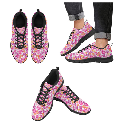 Hibiscus Pattern Print Design 01 Men's Breathable Sneakers ( Model 055)