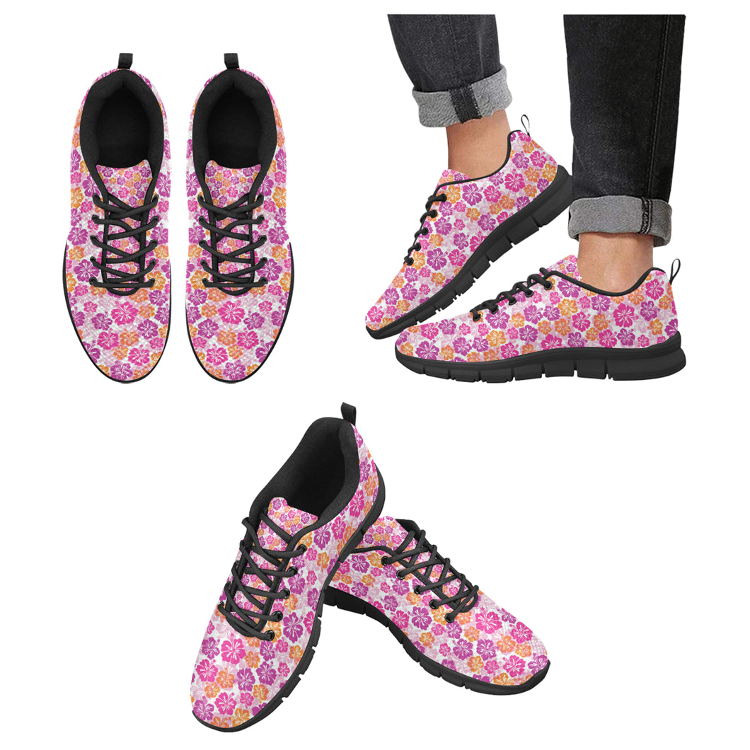 Hibiscus Pattern Print Design 01 Men's Breathable Sneakers ( Model 055)