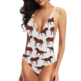 Horses running pattern background Women's One-Piece Swimsuit