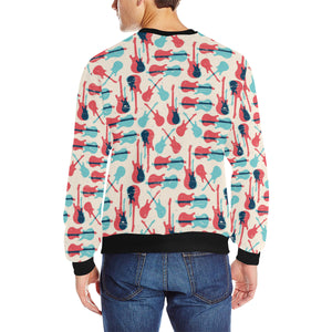 Red Blue guitar pattern Men's Crew Neck Sweatshirt