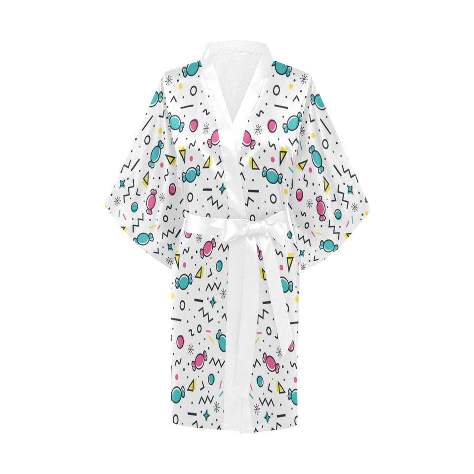 Candy design pattern Women's Short Kimono Robe