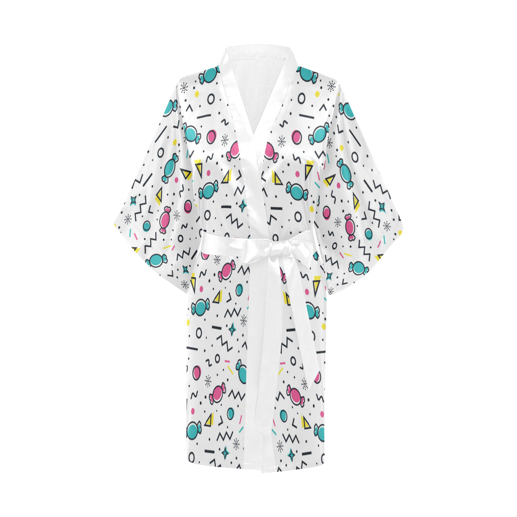 Candy design pattern Women's Short Kimono Robe