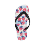 Strawberry pattern blue lines background Unisex Flip Flops