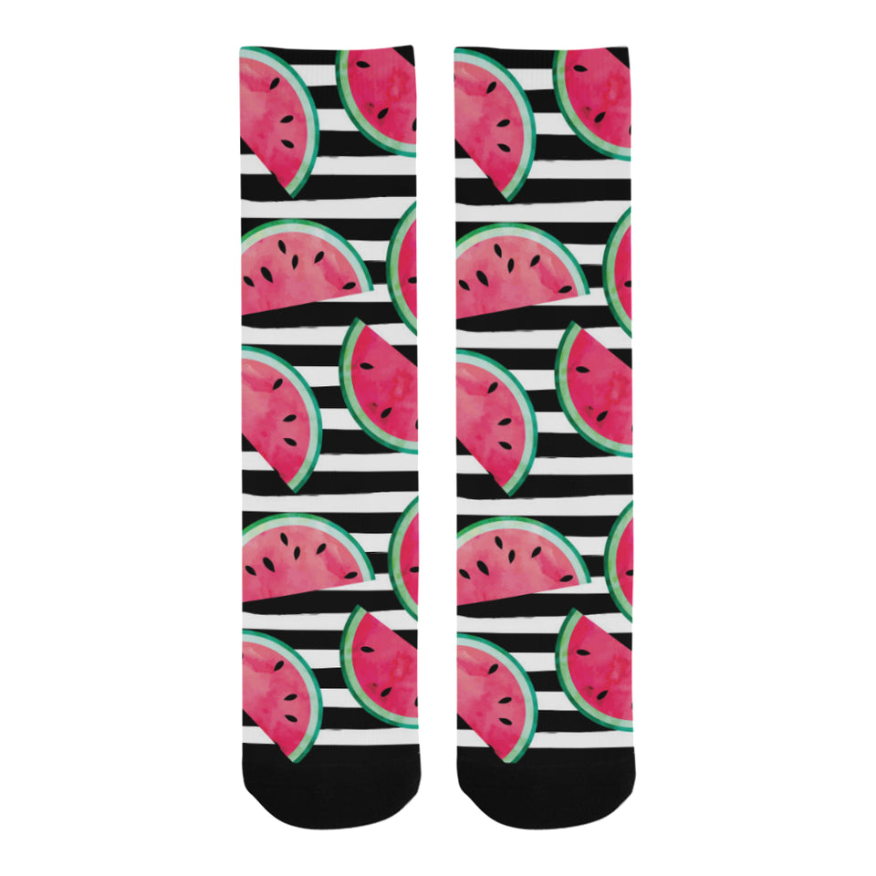 Watercolor paint textured watermelon pieces Crew Socks