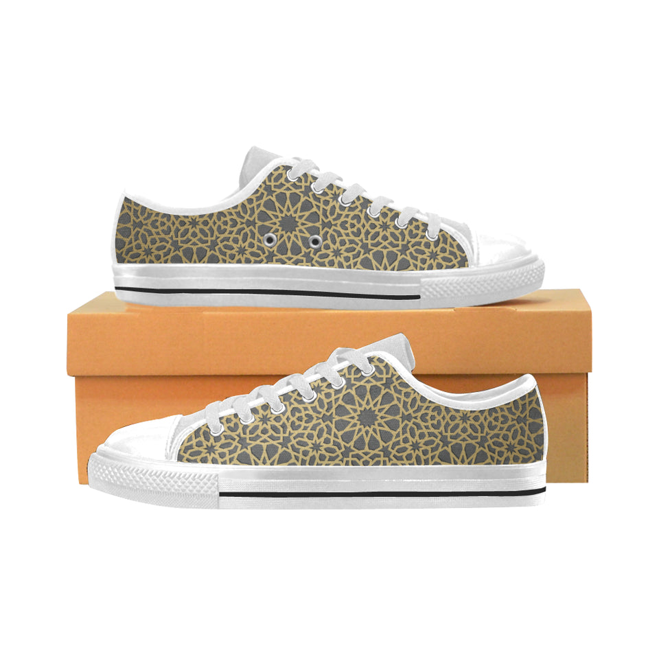 arabic star gold pattern Men's Low Top Shoes White