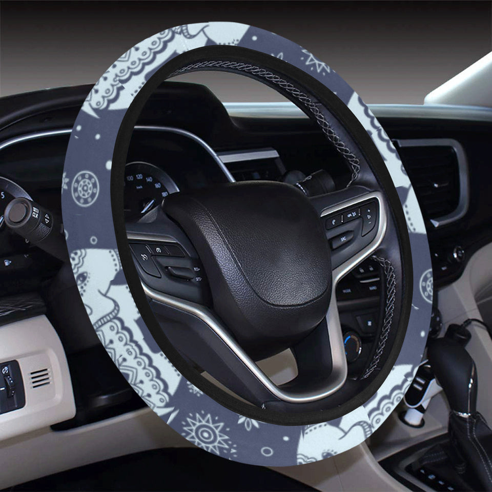 Elephant tribal design pattern Car Steering Wheel Cover