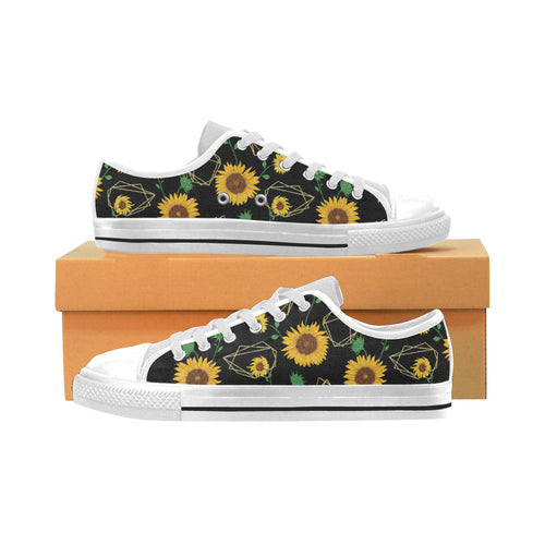 sunflower golden polygonal shapes Men's Low Top Shoes White
