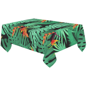 heliconia flower palm monstera leaves black backgr Tablecloth