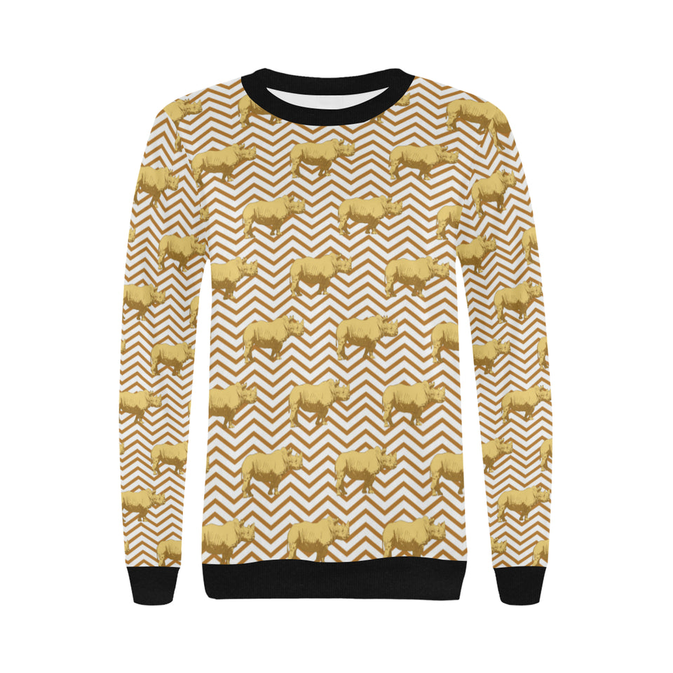 Rhino yellow theme pattern Women's Crew Neck Sweatshirt