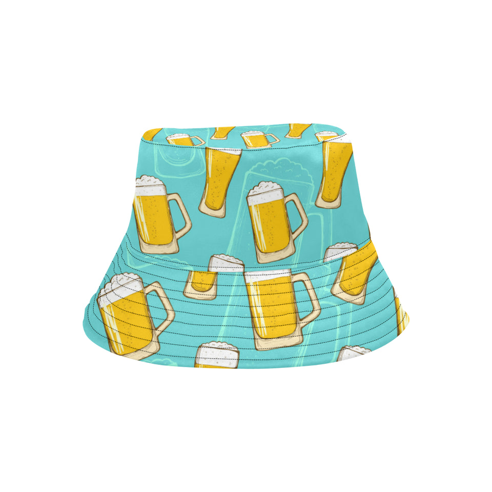 Beer pattern green background Unisex Bucket Hat