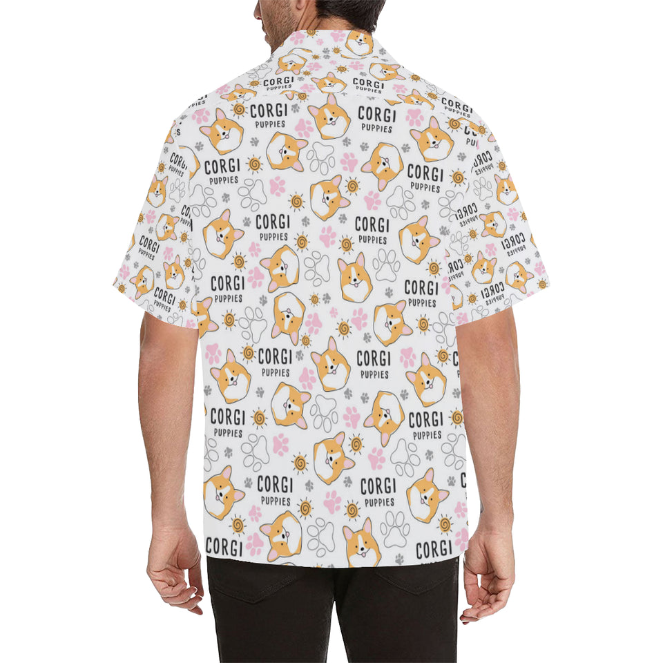 Corgi Dog Pattern Men's All Over Print Hawaiian Shirt