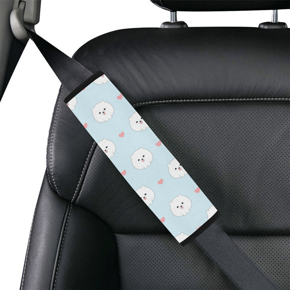 White cute pomeranian pattern Car Seat Belt Cover