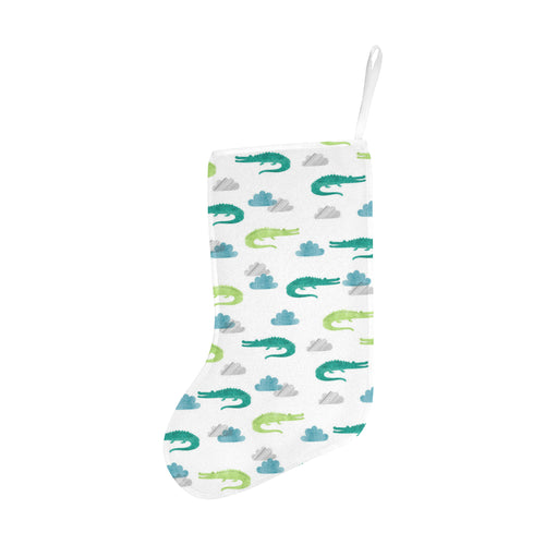 watercolor crocodile pattern Christmas Stocking