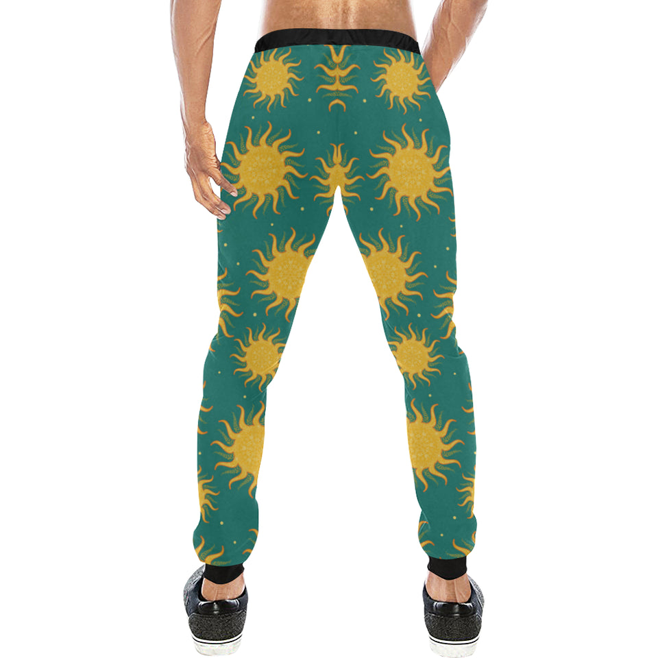 Sun green background Unisex Casual Sweatpants