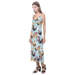Rooster chicken cock snowfalke V-Neck Open Fork Long Dress