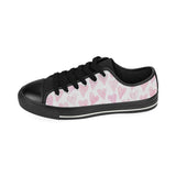 Watercolor pink heart pattern Men's Low Top Canvas Shoes Black