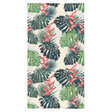 heliconia flowers, palm and monstera leaves Bath Towel