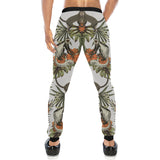 Monkey red hibiscus flower palm leaves floral patt Unisex Casual Sweatpants