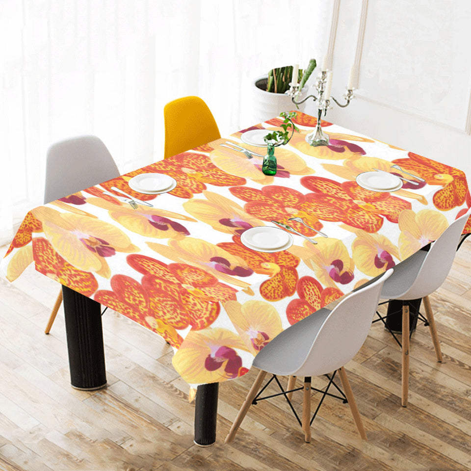 Orange yellow orchid flower pattern background Tablecloth