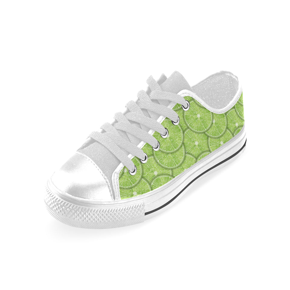 Slices of Lime pattern Men's Low Top Canvas Shoes White