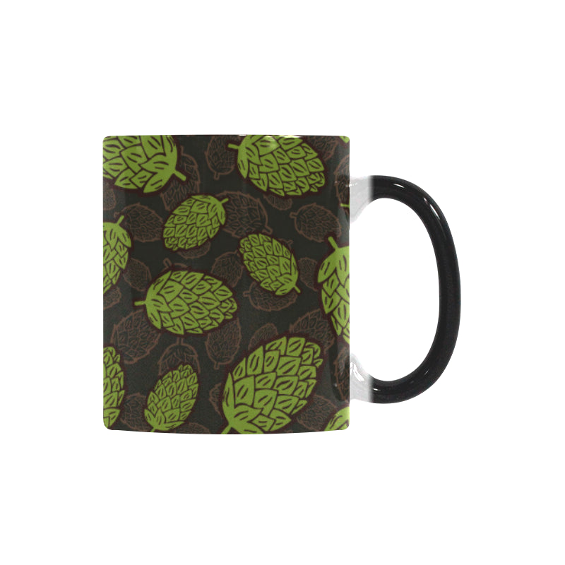 Hop pattern black background Morphing Mug Heat Changing Mug