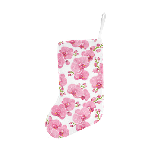 pink purple orchid pattern background Christmas Stocking