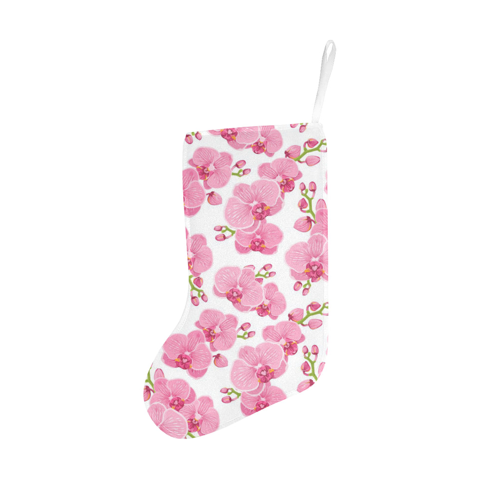 pink purple orchid pattern background Christmas Stocking