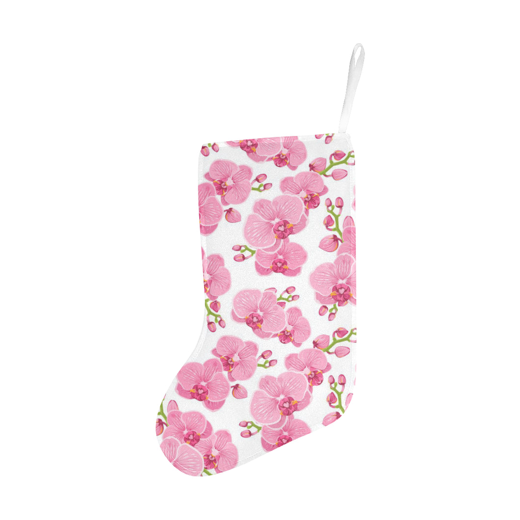 pink purple orchid pattern background Christmas Stocking