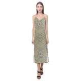 arabic star gold pattern V-Neck Open Fork Long Dress