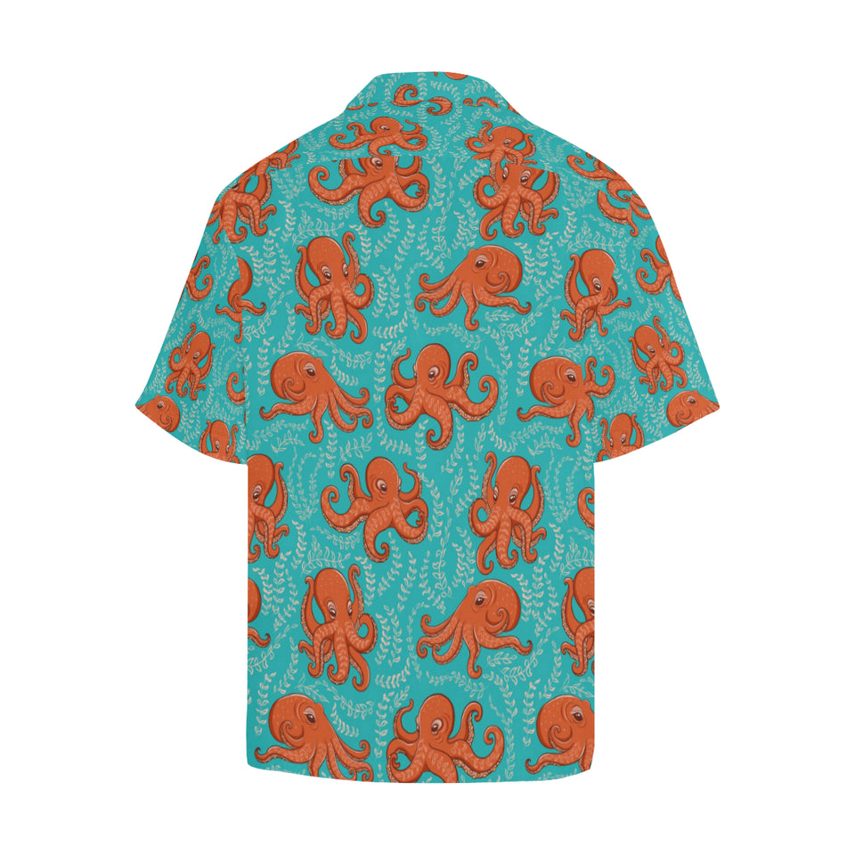 Octopus turquoise background Men's All Over Print Hawaiian Shirt