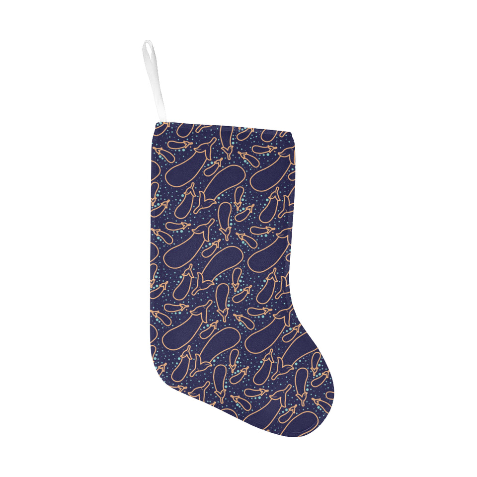 Eggplant Pattern Print Design 04 Christmas Stocking