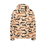 Dachshund floral background Kids' Boys' Girls' Padded Hooded Jacket