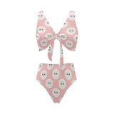 Cute sheep pattern Chest Bowknot High Waisted Bikini Swimsuit