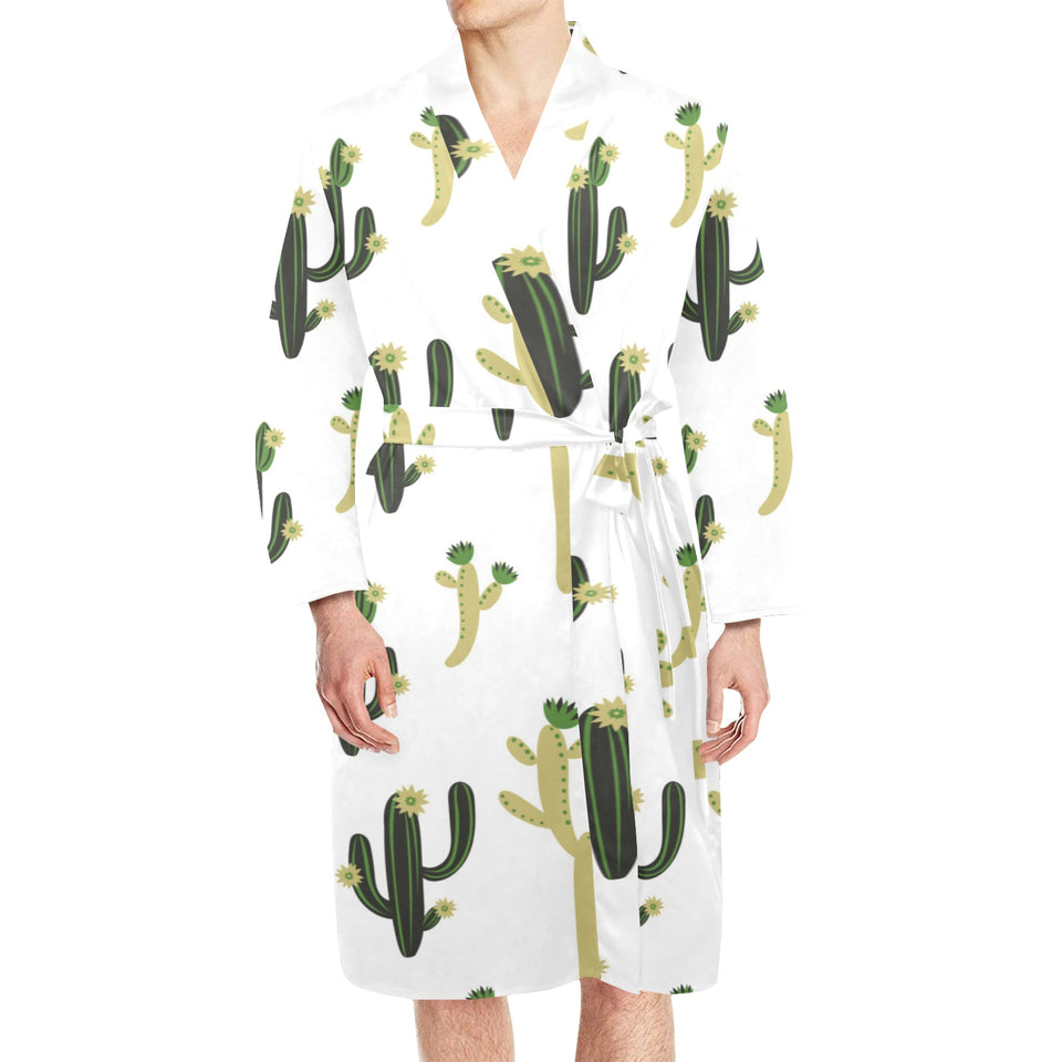 Cute cactus pattern Men's Long Sleeve Belted Night Robe