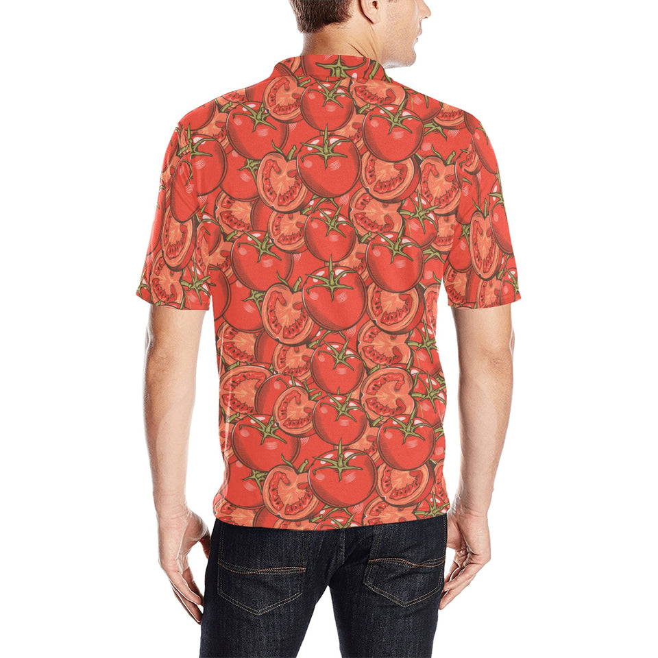 Red Tomato Pattern Men's All Over Print Polo Shirt