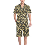 Goldfish Pattern Print Design 01 Men's V-Neck Short Pajama Set