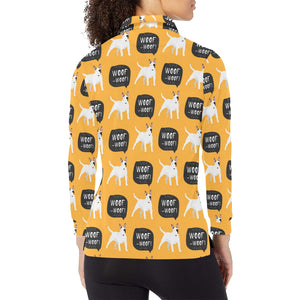 Bull Terrier Pattern Print Design 03 Women's Long Sleeve Polo Shirt
