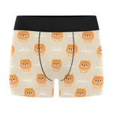 Cute brown pomeranian puppy on blue Men's All Over Print Boxer Briefs Men's Underwear