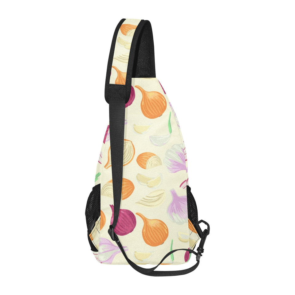 Onion garlic white red pattern All Over Print Chest Bag