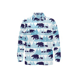 polar bear winter snow pattern Men's Long Sleeve Polo Shirt