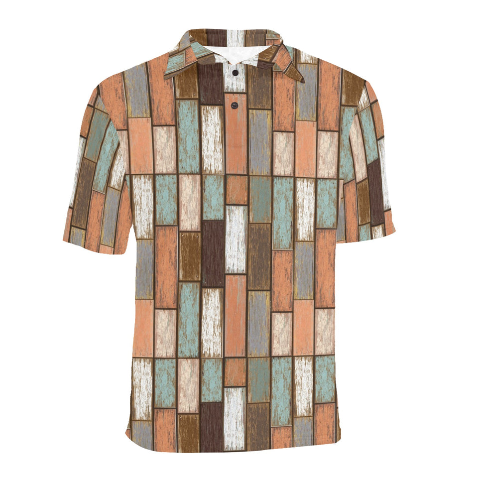 Wood Printed Pattern Print Design 02 Men's All Over Print Polo Shirt