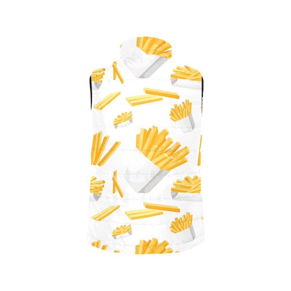 French fries white paper box pattern Women's Padded Vest