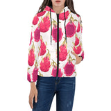 dragon fruits design pattern Women's Padded Hooded Jacket